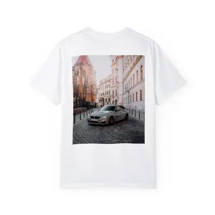 BMW M3 Silver Sedan European Cobblestone Street