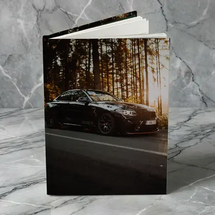 BMW M4 Black Coupe Forest Sunset Road