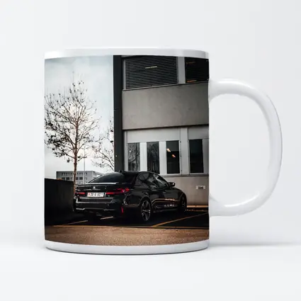 BMW M5 Black Sedan Urban Parking Lot