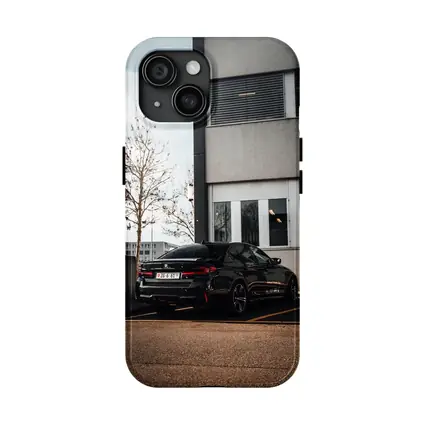 BMW M5 Black Sedan Urban Parking Lot