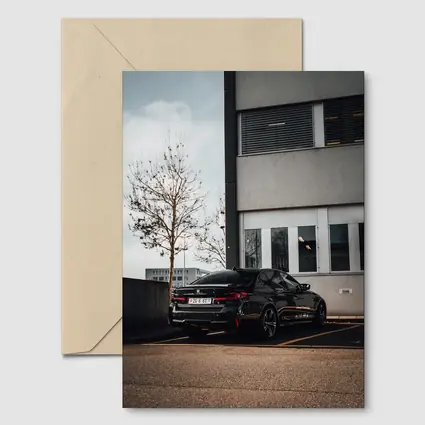 BMW M5 Black Sedan Urban Parking Lot