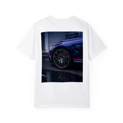 BMW M4 Blue Racing Stripes Wet Pavement