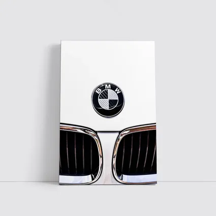 BMW Carbon Badge Chrome Kidney Grille White