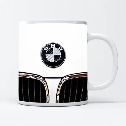 BMW Carbon Badge Chrome Kidney Grille White