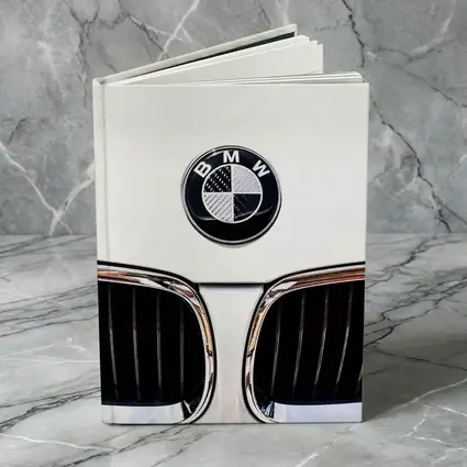 BMW Carbon Badge Chrome Kidney Grille White