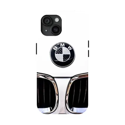 BMW Carbon Badge Chrome Kidney Grille White