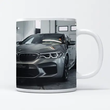 BMW M5 Gray Sedan Garage Close Up