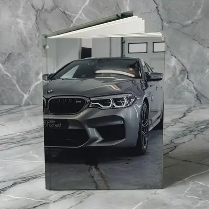 BMW M5 Gray Sedan Garage Close Up