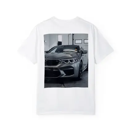 BMW M5 Gray Sedan Garage Close Up