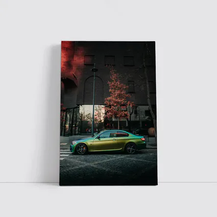 BMW M3 Green Wrap Urban Street Scene