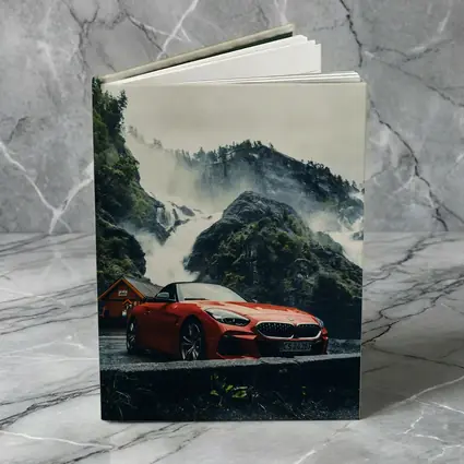 BMW Z4 Red Roadster Misty Waterfall Background