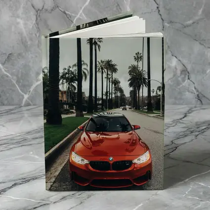 BMW M4 Orange Sportscar Palm Tree Street
