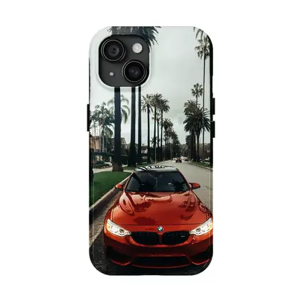 BMW M4 Orange Sportscar Palm Tree Street