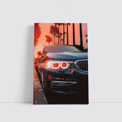 BMW 5 Series Black Front Sunset Palms