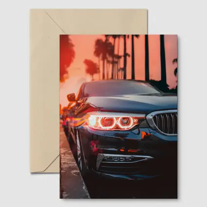 BMW 5 Series Black Front Sunset Palms