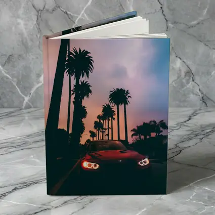BMW Red Car Palm Trees Sunset Sky