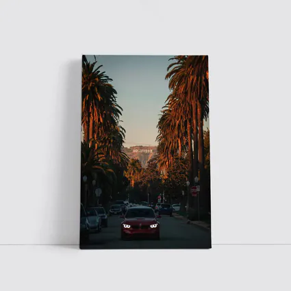 Red BMW M3 Hollywood Sign Los Angeles Street