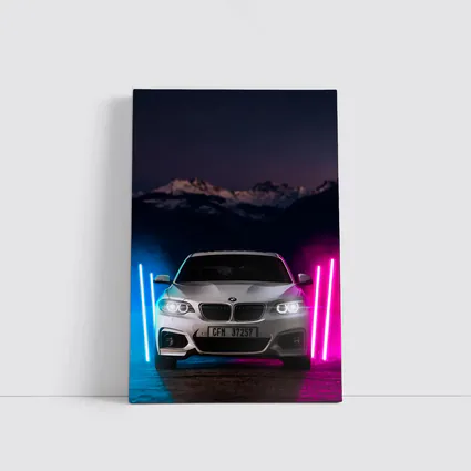 BMW 2 Series Neon Lights Night Scene