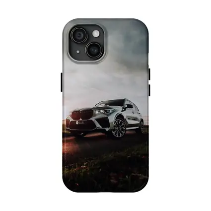 BMW X5M Silver SUV Dramatic Cloudy Sunset