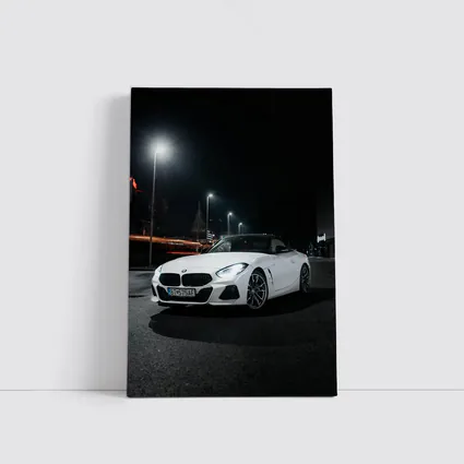 BMW Z4 White Roadster City Night