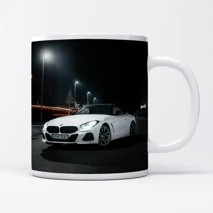 BMW Z4 White Roadster City Night