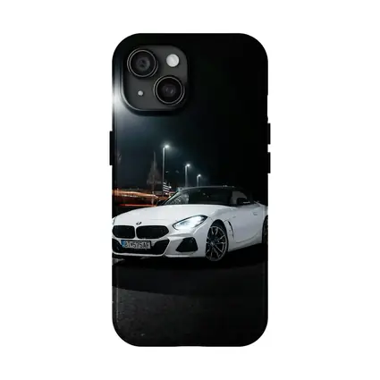 BMW Z4 White Roadster City Night