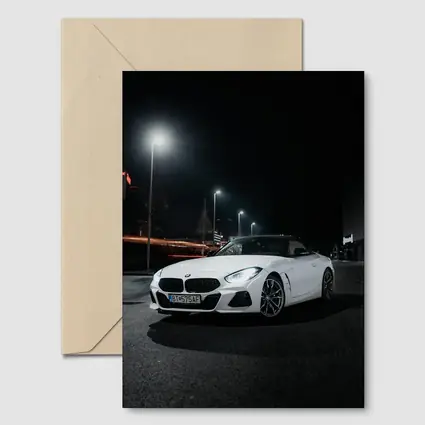 BMW Z4 White Roadster City Night