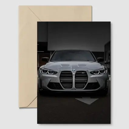 BMW M3 Gray Front View Street