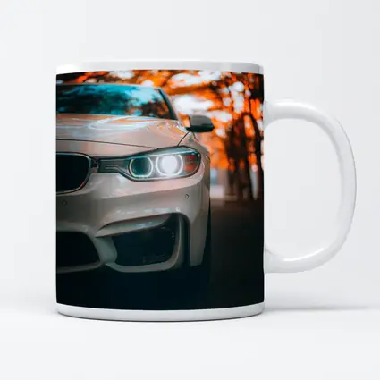 BMW M4 White Car Autumn Trees Background