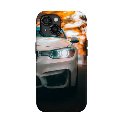 BMW M4 White Car Autumn Trees Background