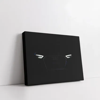 Audi Front Grille Glowing Headlights Dark Background