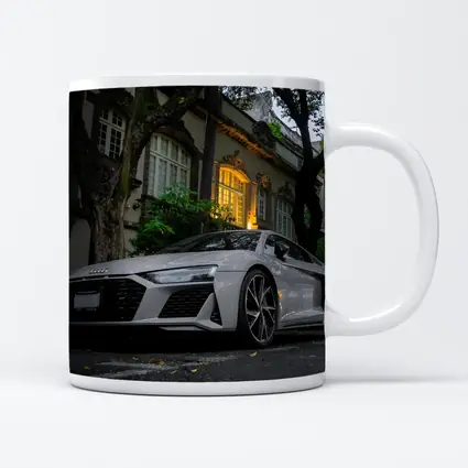 Audi R8 Parked Outside Elegant Mansion