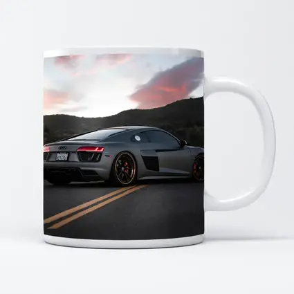 Audi R8 Gray Supercar Mountain Sunset Road