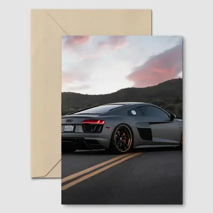 Audi R8 Gray Supercar Mountain Sunset Road