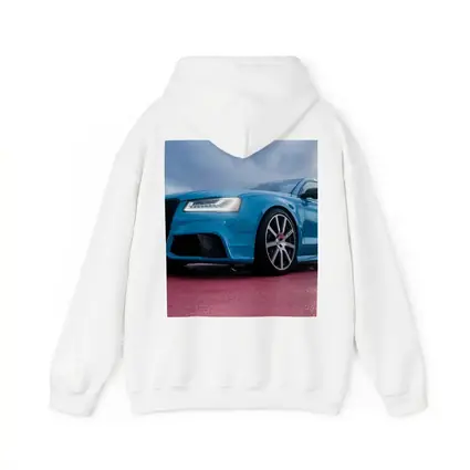Audi RS Blue Sedan Dramatic Sky Background