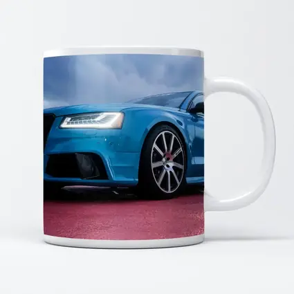 Audi RS Blue Sedan Dramatic Sky Background