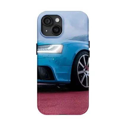 Audi RS Blue Sedan Dramatic Sky Background