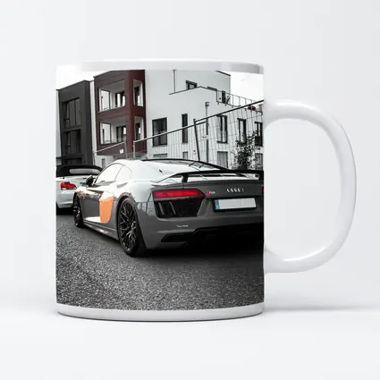 Audi R8 Gray Supercar Parked Urban Setting