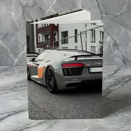 Audi R8 Gray Supercar Parked Urban Setting