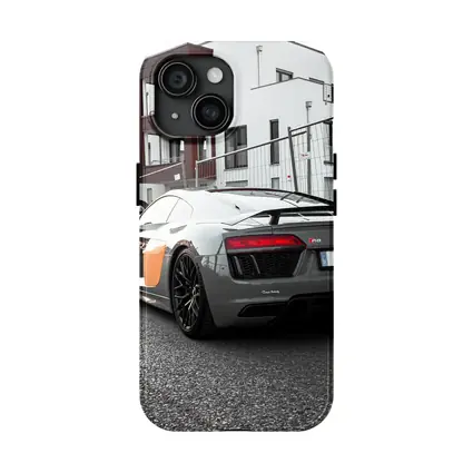 Audi R8 Gray Supercar Parked Urban Setting