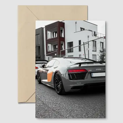 Audi R8 Gray Supercar Parked Urban Setting