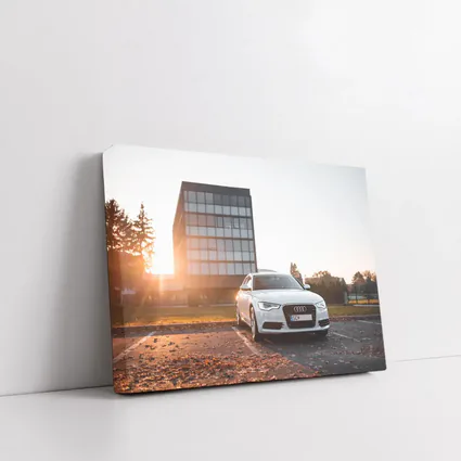 Audi A6 White Sedan Golden Hour Light