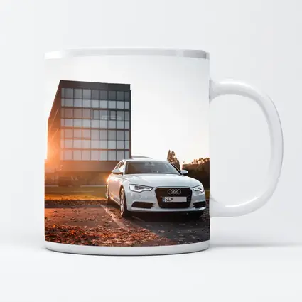 Audi A6 White Sedan Golden Hour Light