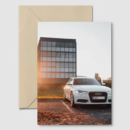 Audi A6 White Sedan Golden Hour Light