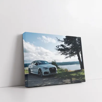 Audi RS3 White Sedan by Lakeside