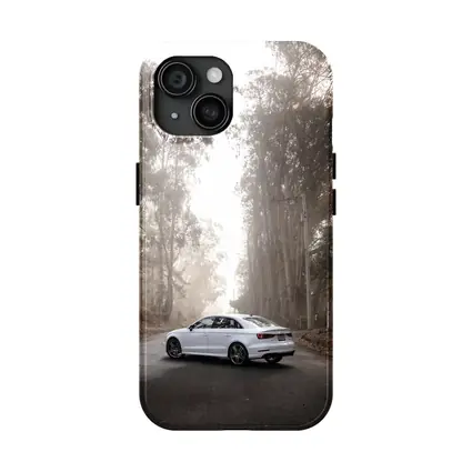 White Audi A3 on Misty Forest Road