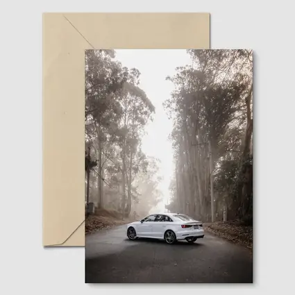 White Audi A3 on Misty Forest Road