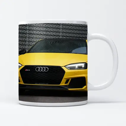 Audi RS5 Yellow Coupe Urban Background