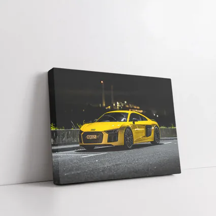Audi R8 Yellow Supercar City Night