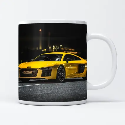 Audi R8 Yellow Supercar City Night